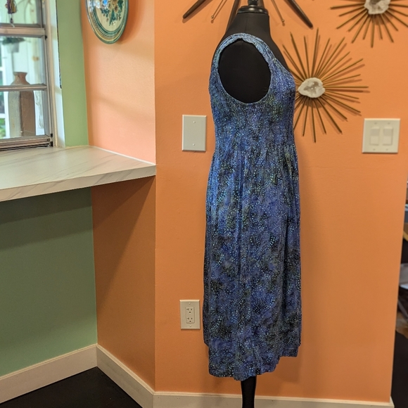 Wind River M Batik Sundress Smocked Galaxy Blue Purple Hippie Midi Whimsigoth - Picture 9 of 12